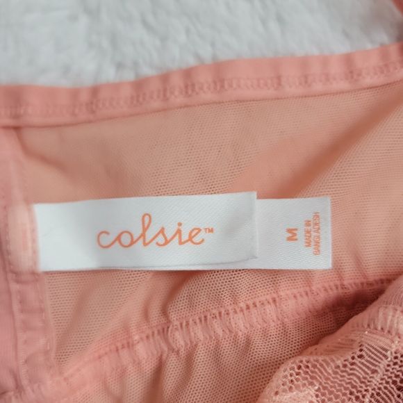 Colsie Lace Bralette Pink Corset Top Stretch Lace Wireless Bra Size Medium New - Picture 5 of 5